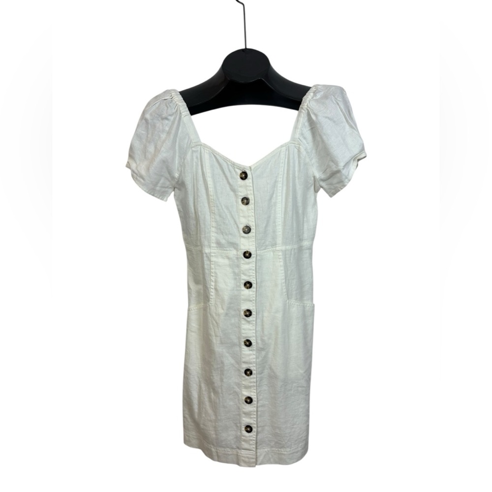 Madewell Linen Blend Cream White Puff Sleeve Mini Size 4